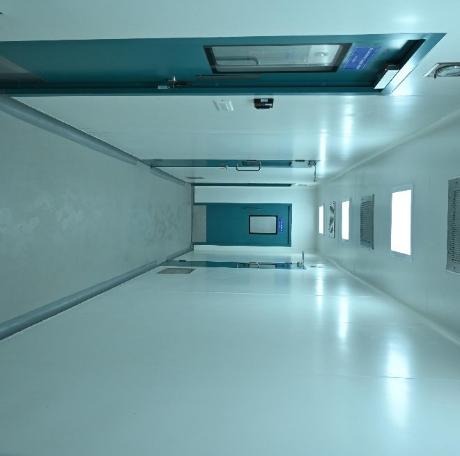 Clean room corridor inside the Swanya sterile manufacturing block